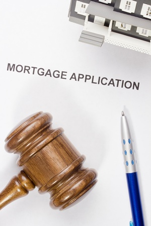Directly above photograph of a mortgage application.の写真素材