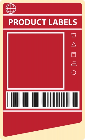 Product labels with symbols of support space for picture and bar code. illustration.のイラスト素材