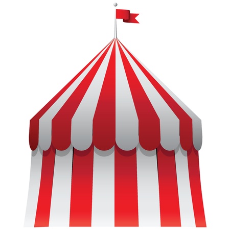 Circus awning with a red flag on the roof. Vector illustration.のイラスト素材