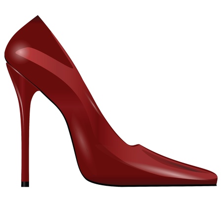 Red female shoes with high heels. Vector illustration.のイラスト素材