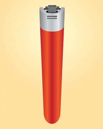 Plastic cigarette lighter red. Vector illustration. Smoking.のイラスト素材