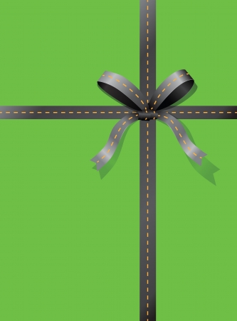 Ilustración de Bow and ribbon in the form of roads. Vector illustration. - Imagen libre de derechos