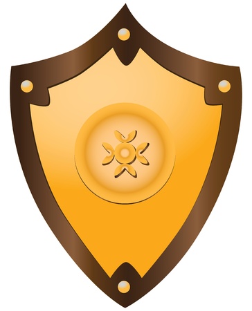 Gilded medieval heraldic shield shaped ornament. のイラスト素材