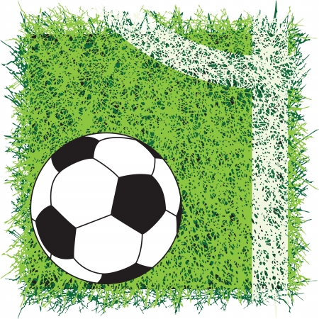Soccer ball on the field with a marking illustration.のイラスト素材
