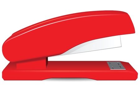 Red office stapler for stapling paper. のイラスト素材