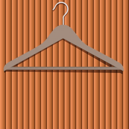 Apparel hanger on a wooden surface. Vector illustration.のイラスト素材