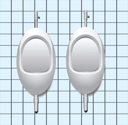 Two male urinal on the tile wall. illustration.のイラスト素材