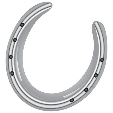 Horseshoe to protect the horse's hoof. Lucky horseshoe. Vector illustration.のイラスト素材