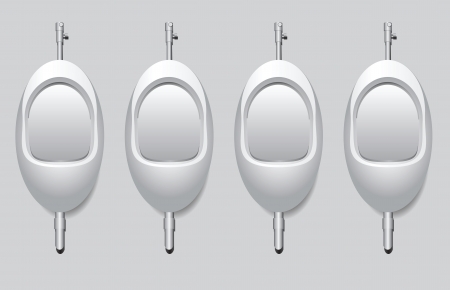 Urinals in the men's restroom to urinate standing up. Vector illustration.のイラスト素材