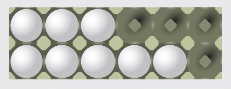 Incomplete egg tray on a dozen eggs. Packaging for food. Vector illustration.のイラスト素材