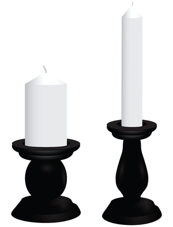 Black candlesticks with white candles. Vector illustration.のイラスト素材
