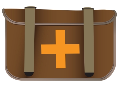 First aid bag made of cloth intercepted straps. Vector illustration.のイラスト素材