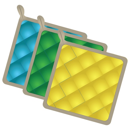 Pot-holder. A set of three heat-resistant pads for the kitchen. Vector illustration.のイラスト素材