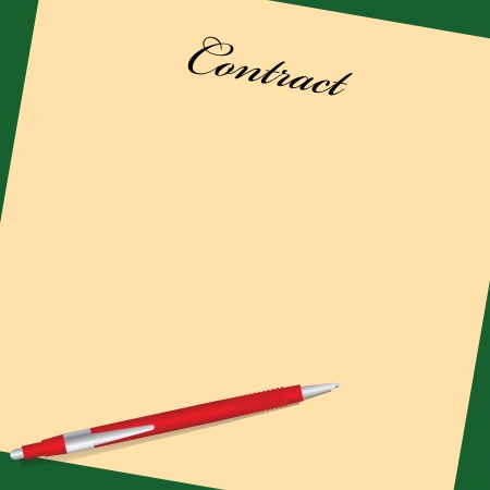 The form of contract with a red pen. Vector illustration.のイラスト素材
