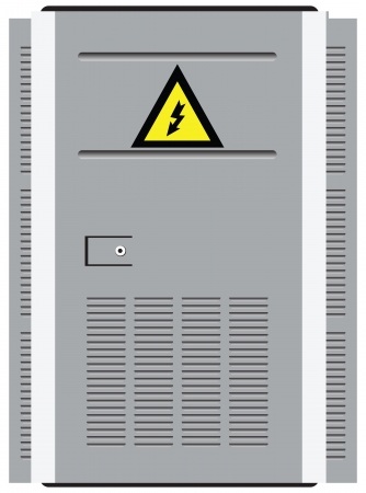 Door transformer station with a warning symbol. Vector illustration.のイラスト素材