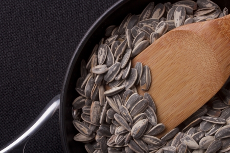Organic food. Sunflower seeds in a frying.の写真素材