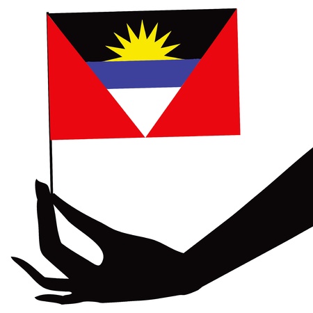 Antigua and Barbuda flag in his hand. Vector illustration.のイラスト素材