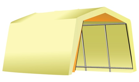 Mobile Garage fabric - tent on a metal structure. Vector illustration.のイラスト素材