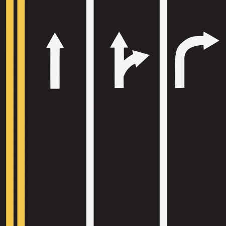 The road markings in three lines and double yellow. Vector illustration.のイラスト素材