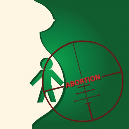 Applique on abortion outline stylized pregnant and her baby. Vector illustration.のイラスト素材