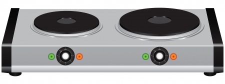 Electric portable stove on a double element. Vector illustration.のイラスト素材