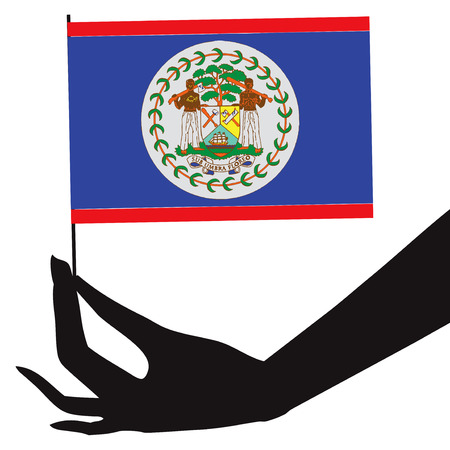 Belize flag in his hand. Vector illustration.のイラスト素材