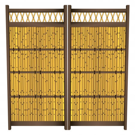 Japanese Bamboo Zen Garden Fence. Vector illustration.のイラスト素材