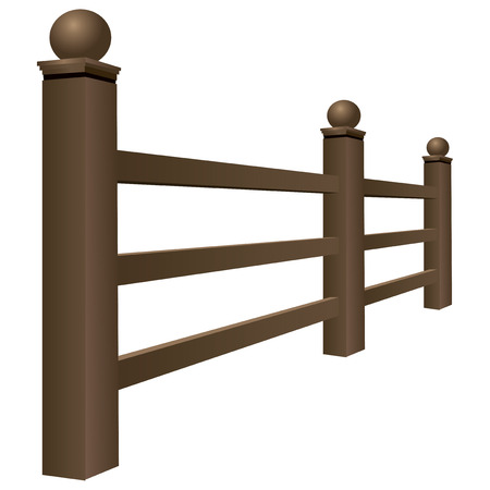 Wooden fence made of parallel bars. Vector illustration.のイラスト素材