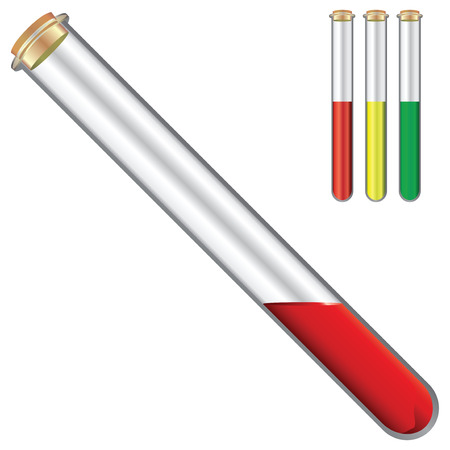 Test tubes with reagents with a stopper. Vector illustration.のイラスト素材