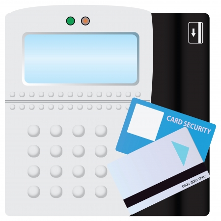 Digital scanner of security and safety card.. Vector illustration.のイラスト素材