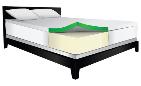 Bed with therapeutic mattress, foam filler. Vector illustration.のイラスト素材