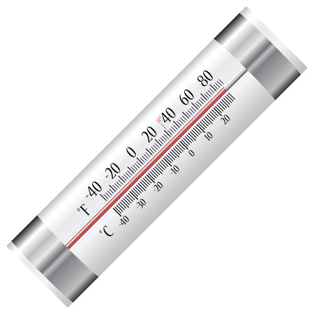 Alcohol thermometer for refrigerator with two scales in Celsius and Fahrenheit. Vector illustration.のイラスト素材