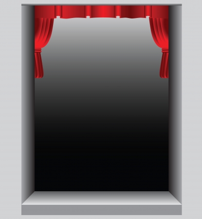 Theatrical scene with red curtains short. Vector illustration.のイラスト素材