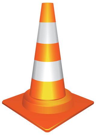 Plastic orange traffic cone to draw attention to the accident. のイラスト素材