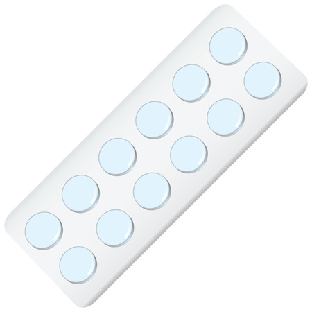 Packing with tablets twelve blue pill illustration.のイラスト素材