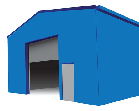 Industrial hangar with an open gate.のイラスト素材