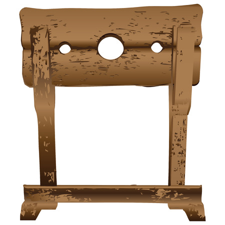 Wooden block for punishment in the Middle Ages. Vector illustration.のイラスト素材