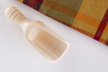 Wooden cooking shovel for bulk materials. Kitchen equipment.の写真素材
