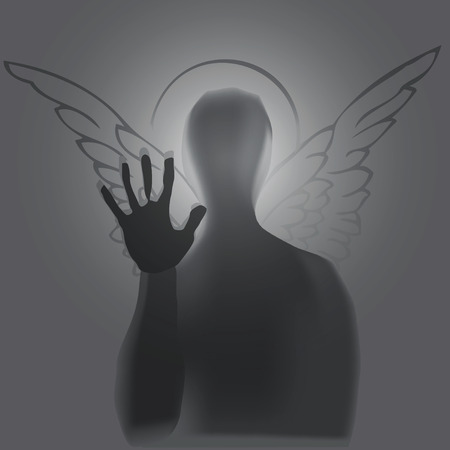 Abstract illustration of an angel with wings and halo. のイラスト素材