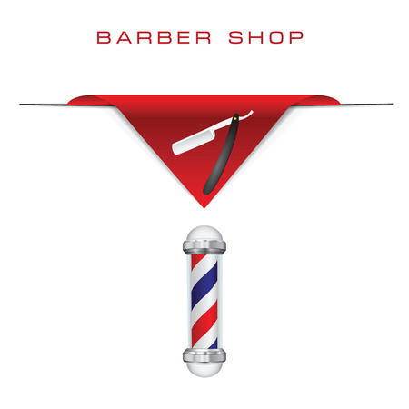 Symbols hairdresser old style razor and Barber shop pole. のイラスト素材