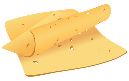 Two piece of thinly sliced %u200B%u200Bcheese - a light snack illustration.のイラスト素材