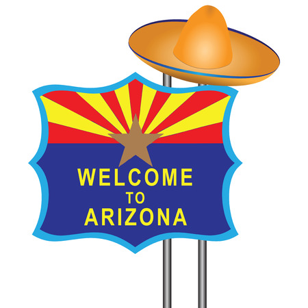 Welcome to Arizona road stand illustration.のイラスト素材