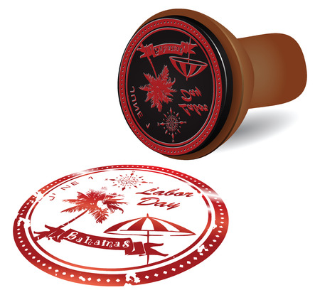Office stamp with the Labor Day holiday in the Bahamas on June 1. Vector illustration without trace.のイラスト素材