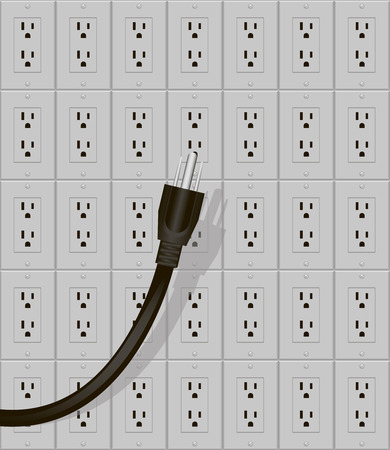 Plug and socket connection with the U.S. version. Vector illustration.のイラスト素材