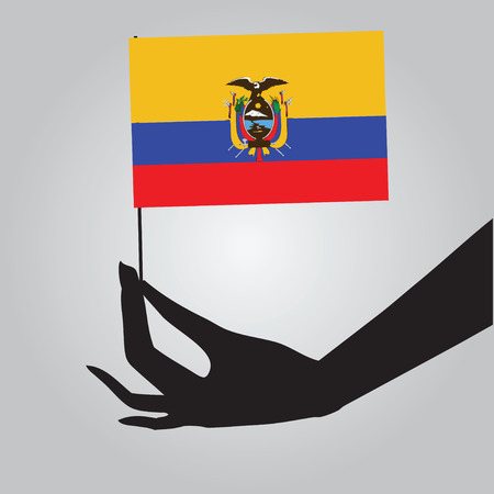 Flag of Ecuador in a female hand. Vector illustration.のイラスト素材
