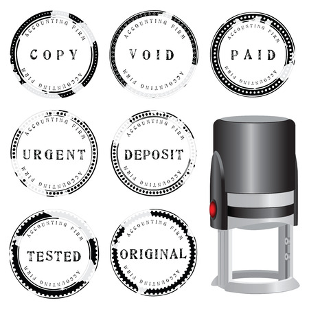 Modern stamp to punching a set of accounting choices. Vector illustration.のイラスト素材
