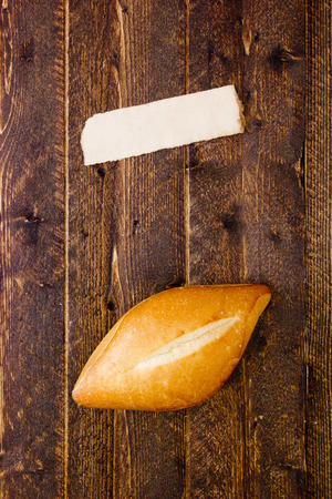 Bun from white flour with the label for information.の写真素材