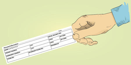 Personal information for profiles in hand. Vector illustration.のイラスト素材