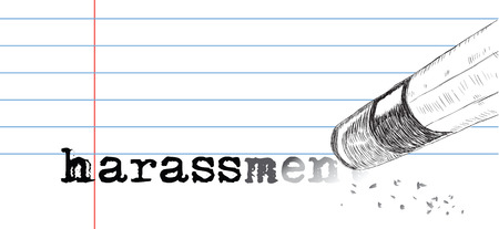 Creative on a theme of harassment, a pencil eraser and word harassment. Vector illustration.のイラスト素材