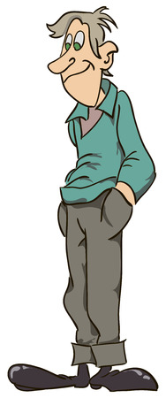 Teenager holding hands in the pockets of his pants. Vector illustration.のイラスト素材